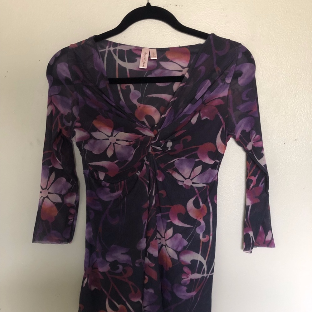 Sweet Pea by Stacy Frati Floral Purple Mesh Top